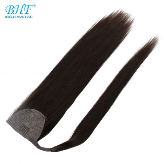 BHF Human Hair Ponytail Straight European Remy Ponytail Wrap Around Horsetail wig 100g 120g Tails