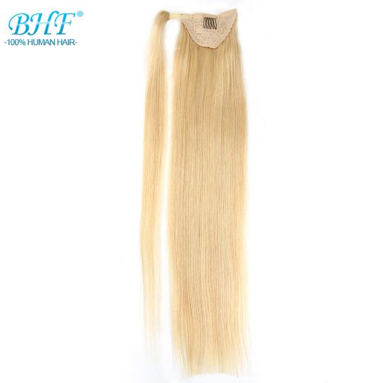 Ponytail Human Hair Remy Straight European Ponytail Hairstyles 60g Human Hair clip in Extensions by BHF