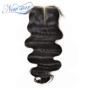 New Star Body Wave Brazilian Virgin Human Hair Lace 4x4 Middle Part Closure Bleached Knots With Baby Hair Medium Brown