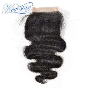 Brazilian Body Wave 4x4 Lace Closures Free Part 10" to 20"Inches Natural Color Guangzhou New Star Virgin Human Hair Products