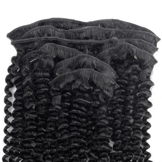 YVONNE 7 Pieces/Set Brazilian Kinky Curly Clip In Human Hair Extensions Virgin Hair Natural Color 120g/set