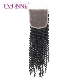 YVONNE Brazilian Virgin Hair Kinky Curly Closure 4x4 Free Part Human Hair Closure Natural Color Free Shipping