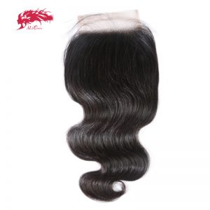 Ali Queen Human Hair Lace Closure Brazilian Body Wave Hair Closure 4x4 Free Part with Baby Hair 8-22 inch Virgin Hair