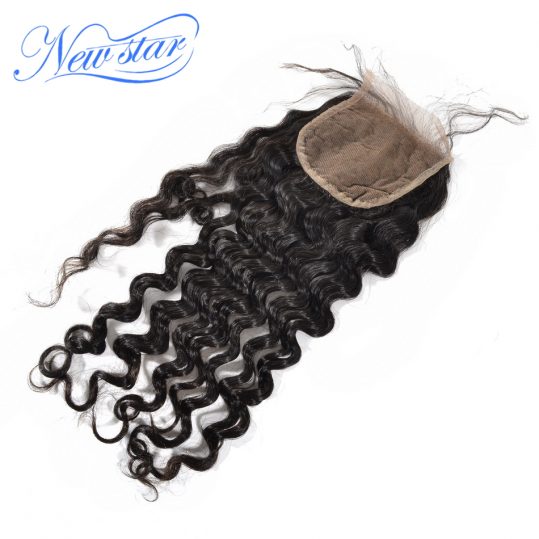 New Star Hair Brazilian Lace Loose Deep Virgin Human Hair 4x4 Free Part Closures Swiss Lace With Baby Hair Free Shipping