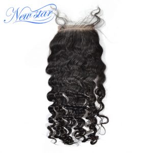New Star Hair Brazilian Lace Loose Deep Virgin Human Hair 4x4 Free Part Closures Swiss Lace With Baby Hair Free Shipping