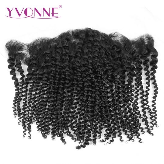 YVONNE Brazilian Kinky Curly Virgin Hair Lace Frontal 13x4 Natural Color 100% Human Hair Products Free Shipping