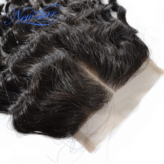 New Star Brazilian Lace Deep Wave 4x4 Middle Part Closure Virgin Human Hair Natural Color Swiss Lace Bleached Knots