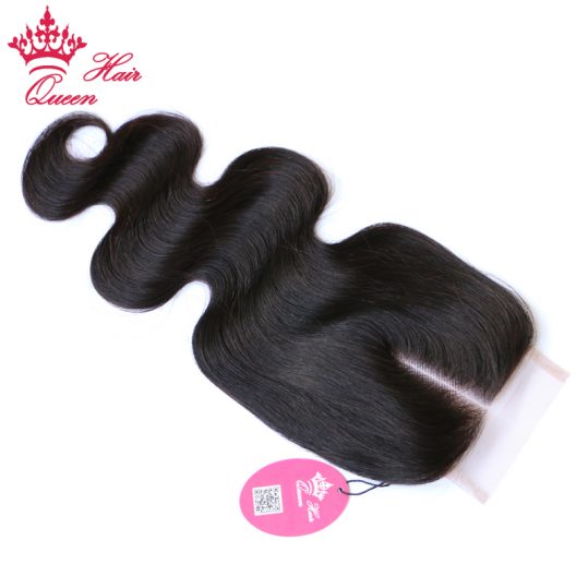 Queen Hair Products Swiss Lace Closure Brazilian Virgin Hair Middle Part Body Wave 130% density Free Shipping