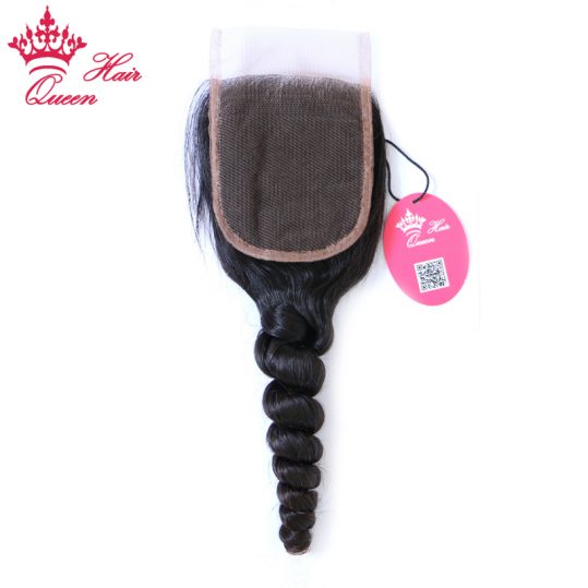 Queen Hair Products Brazilian Virgin Hair Swiss Lace Closure Loose Wave 100% Human Hair 3.5X4 Free Shipping