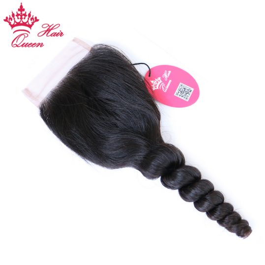 Queen Hair Products Brazilian Virgin Hair Swiss Lace Closure Loose Wave 100% Human Hair 3.5X4 Free Shipping