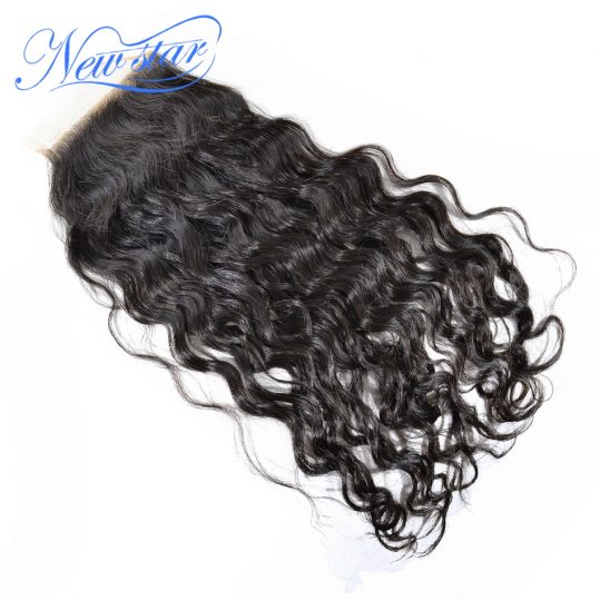 Guangzhou New Star Brazilian Natural Wave Virgin Human Hair 4''x4'' Swiss Lace Closures Free Part Bleached Knots Natural Color