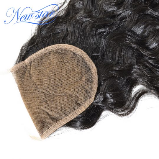 Guangzhou New Star Brazilian Natural Wave Virgin Human Hair 4''x4'' Swiss Lace Closures Free Part Bleached Knots Natural Color