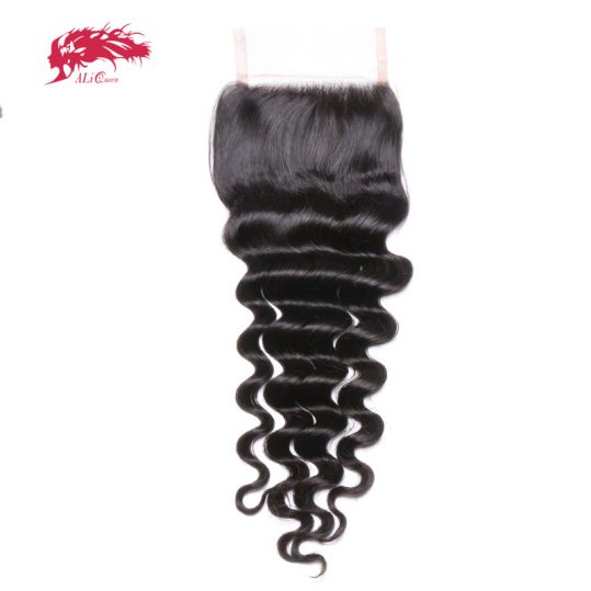 Ali Queen Brazilian Loose Deep Lace Closure Virgin Hair 4*4 Siwss Lace with 130% density Free Shipping