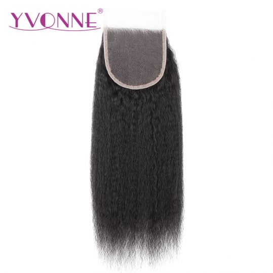 YVONNE Brazilian Kinky Straight Virgin Hair Closure 4x4 Free Part Human Hair Lace Closure Natural Color Free Shipping