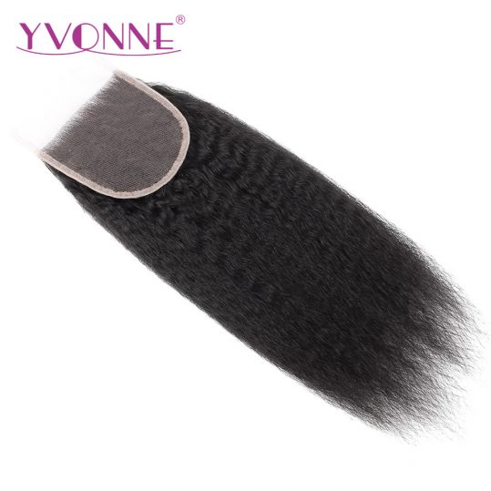 YVONNE Brazilian Kinky Straight Virgin Hair Closure 4x4 Free Part Human Hair Lace Closure Natural Color Free Shipping