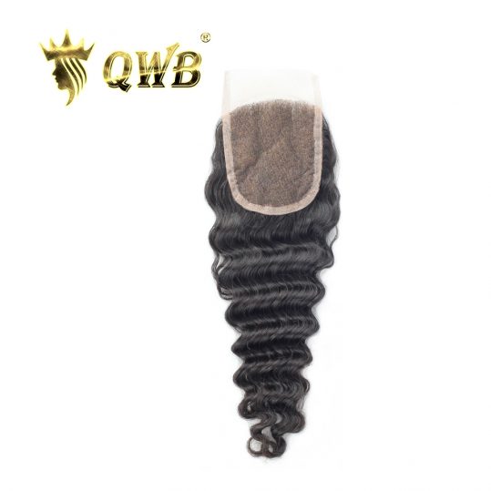 QWB Deep Wave Free shipping 12''/14''/16'' Brazilian Virgin Hair Nature Color Lace Closure