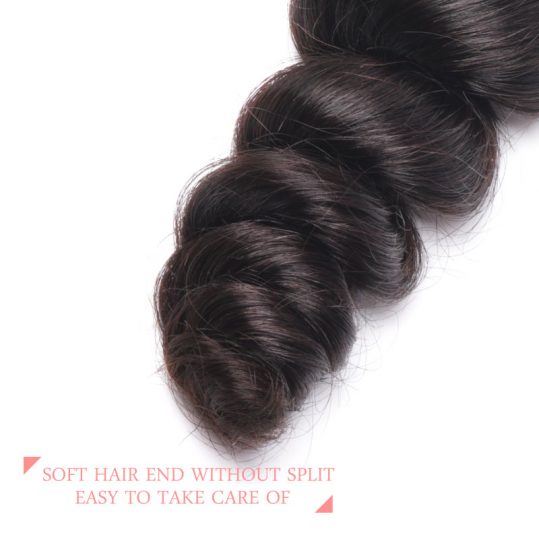 Ali Queen Brazilian Loose Wave Lace Closure Virgin Hair Bundles 4*4 Siwss Lace With 130% density Free Shipping
