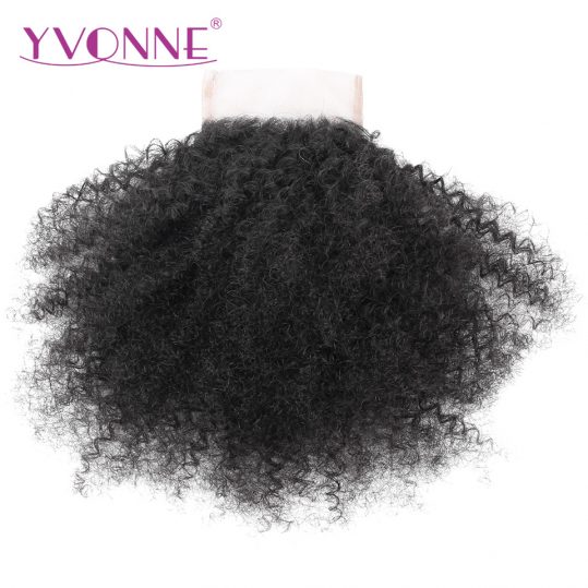 YVONNE Afro Curly Brazilian Virgin Hair Lace Closure 4x4 Free Part Human Hair Closure Natural Color Free Shipping