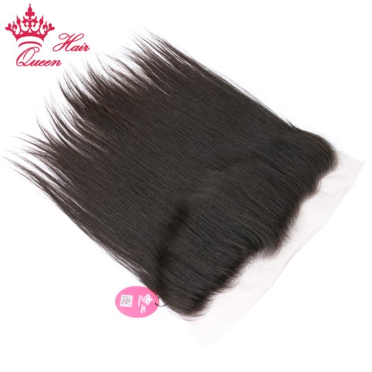 Queen Hair Brazilian Virgin Straight Hair 13x4 Lace Frontal Closure Natural Color 100% Human Hair Medium Brown Swiss Lace