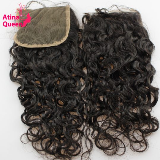 Atina Queen Wet and Wavy Virgin Brazilian Hair 10-20inch 4*4 Human Hair Lace Closure with Baby Hair Free Shipping