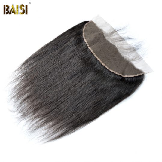 BAISI Peruvian Virgin Hair lace Frontal, Straight Frontal size 13*4, Plucked Natural Hairline