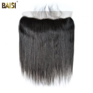 BAISI Peruvian Virgin Hair lace Frontal, Straight Frontal size 13*4, Plucked Natural Hairline