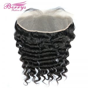 [Berrys Fashion] TRANSPARENT Lace Frontal Loose Wave 13x4 Virgin hair lace frontal with Baby Hair Bleached Knots for Black Women