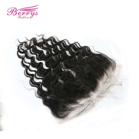 [Berrys Fashion] TRANSPARENT Lace Frontal Loose Wave 13x4 Virgin hair lace frontal with Baby Hair Bleached Knots for Black Women