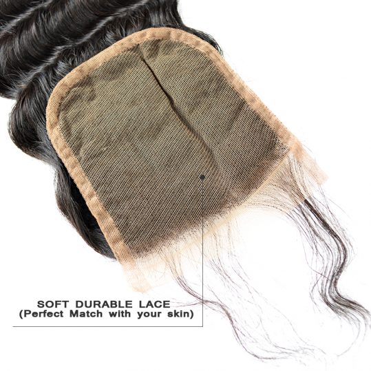BAISI Peruvian Lace Closure Natural wave, Size 4*4, 100% Virgin Hair Closure  Free shipping