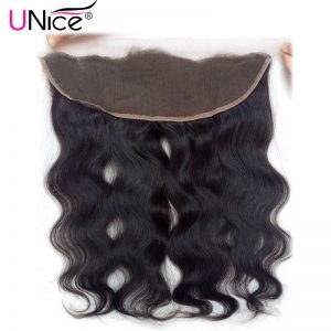 UNice Hair Brazilian Body Wave Lace Frontal Free Part Ear to Ear Human Hair Lace Closure Size 13"x4" Natural Non-Remy Hair