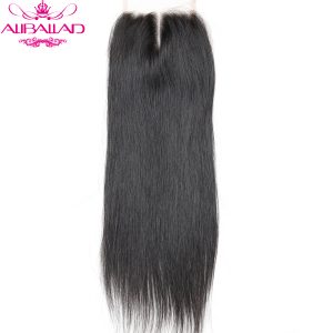 Aliballad Brazilian Straight Middle Part 4x4 Lace Closure 10-20 Inch Non-Remy Hair Natural Color 100% Human Hair Free Shipping
