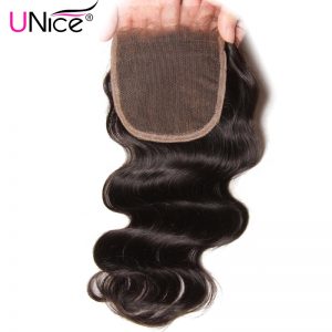 UNICE HAIR Brazilian Body Wave Closure Free Part 100% Human Hair Lace Closure 10"-20" Non-Remy Hair 120% Density Swiss Lace