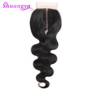 shuangya hair Lace Closure body wave 4x4 non-remy Human Hair Closure Middle Part Can Be Customized Shipping Free thick and full