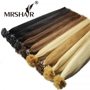 MRSHAIR 1g/pc 16" 20" 24" Non Remy Nail U Tip Hair Extensions Straight Pre Bonded Hair On Keratin Capsules Hot Fusion Hair 50pcs