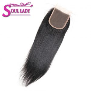 Soul Lady Hair Products Brazilian Straight Lace Closure Natural Color 8-20 Inch 4x4 Swiss Lace Non-remy hair Free Shipping