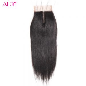 ALot Hair 8" to 18" Human Hair Lace Closure Brazilian Straight Hair Non-Remy Middle Part Closure With Baby Hair Shipping Free