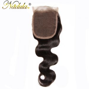 Nadula Hair 10-20inch Brazilian Body Wave Hair Free Part Closure 4*4 Non Remy Human Hair Swiss Lace Closure  120% Density