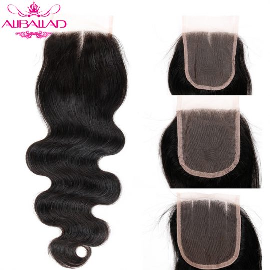 Aliballad Brazilian Body Wave 4x4 Lace Closure Free Part Non-Remy Hair 10-20 Inch Natural Color 100% Human Hair