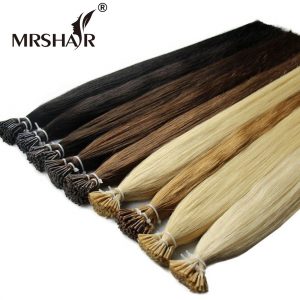 MRSHAIR 1g/pc 16" 20" 24" Non-Remy Pre Bonded Hair Extensions I Tip Straight Keratin Human Hair On Capsule Real Hair 50pcs