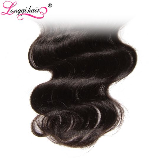 Longqi Hair Free Part Brazilian Body Wave Lace Closure Non-Remy Hair 4x4 120% Density Natural Color 10-20 Inch Free Shipping