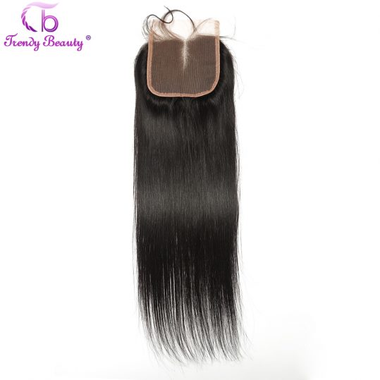 Trendy Beauty Brazilian Straight 4x4 Lace Closure With Baby Hair 100% Human Non-Remy Hair Free Shipping