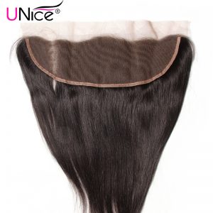 UNICE HAIR Straight Brazilian Hair Lace Frontal 13"x4" Ear to Ear Free Part Lace Closure 1 Piece 100% Non-Remy Human Hair 10-20"