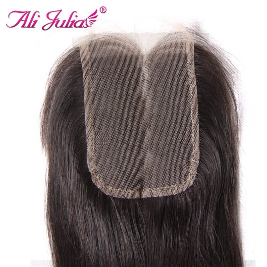 Ali Julia Hair Products Brazilian Straight Lace Closure Middle Part 120% Density Non Remy Natural Color 10-20 inches Closure