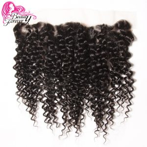Beauty Forever Brazilian Curly Hair Lace Frontal Closure 13*4 Free Part Ear to Ear Non-Remy Human Hair Closures Natural Color