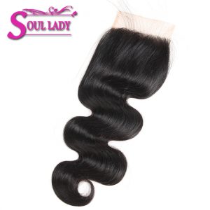 Soul LadyBrazilian Body Wave Lace Closure Non-Remy Hair 130% Density 4X4 Free Part Top Closure 8"-20" 100% Human Hair Closure