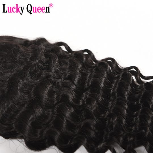 Brazilian Deep Wave Human Hair Lace Closure with Baby Hair 4*4 Free Part 130% Density Non-Remy Hair Lucky Queen Hair Products