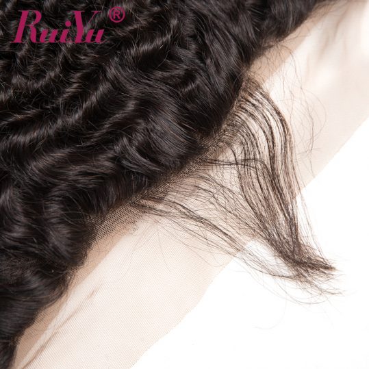 RUIYU Brazilian Kinky Curly Hair Lace Frontal Closure Ear To Ear Pre Plucked Frontal Closure Human Hair With Baby Hair Non-Remy