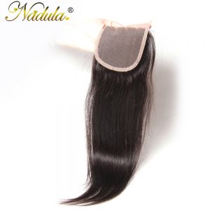 Nadula Hair Brazilian Straight Hair Closure 10-20INCH Free Part Swiss Lace Closure Natural Color Non Remy Hair Weave Bundle