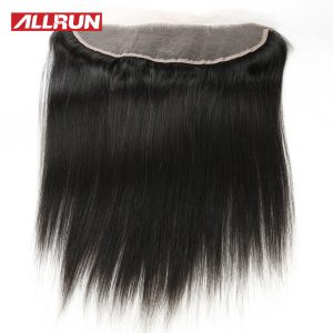 Allrun 13*4 Ear to Ear Lace Frontal Brazilian Straight Hair 100% Natural Color Non-remy Human Hair Weaving