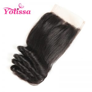 Yolissa Hair Brazilian Loose Wave Closure Free Part Natural Color 100% Human Hair 4x4 Lace Closure non-remy Hair